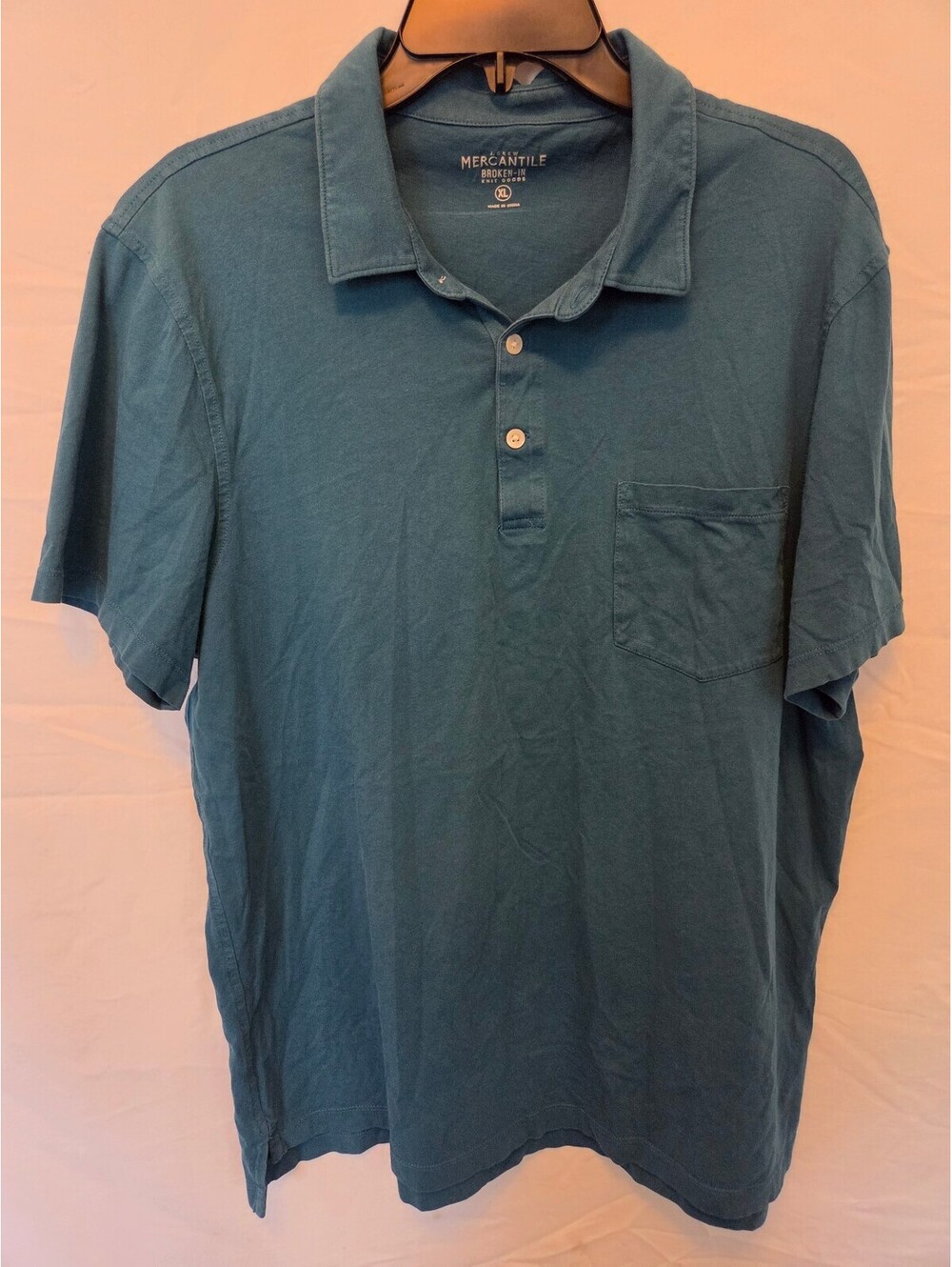 J.Crew Mercantile Broken-In Knit Polo Shirt XL Blue Cotton